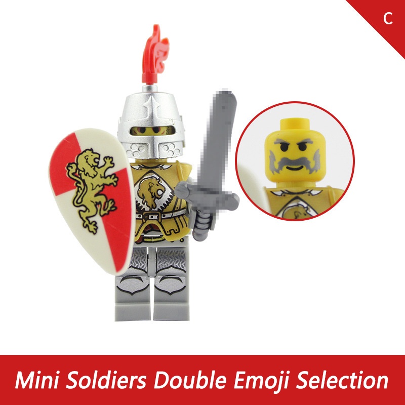 Red Lion Knights Series Mini Figure Perang Medieval Archers Shield Knights Sword Knights Puzzle Rakitan Mainan Blok Bangunan