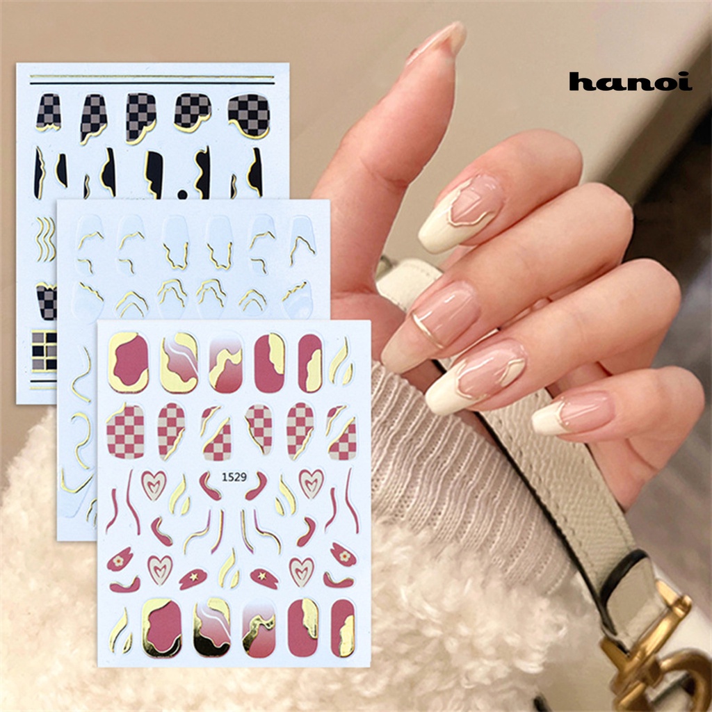 Hi Manicure Sticker Ultra-Tipis Dapat Dilepas Tahan Air Motif Indah Warna Hidup Hias PVC Warna-Warni Nail Art Stiker Desain Manicure Untuk Salon Kuku