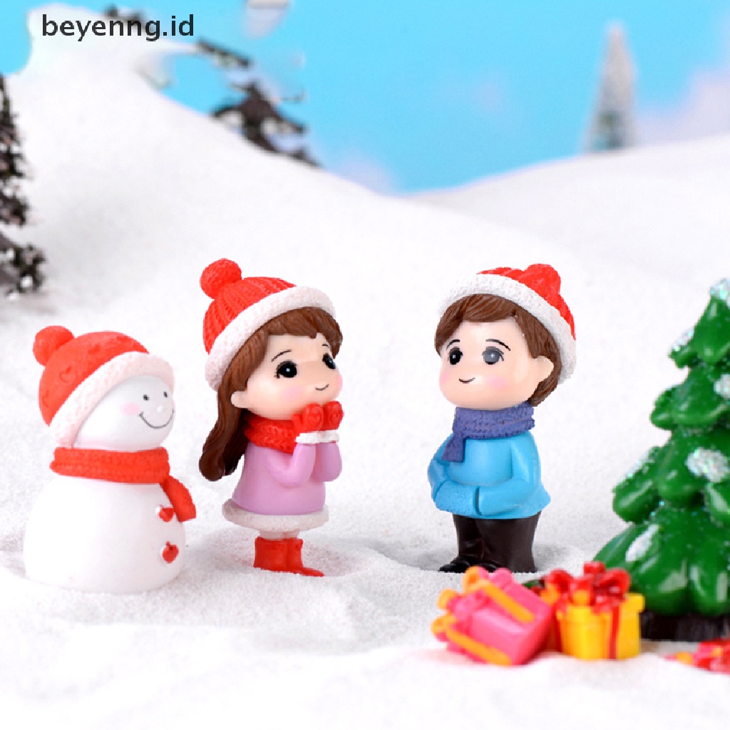 Beyen 3Pc Boneka Figure Pasangan Natal Mini DIY Dekorasi Taman Ornamen Miniatur ID