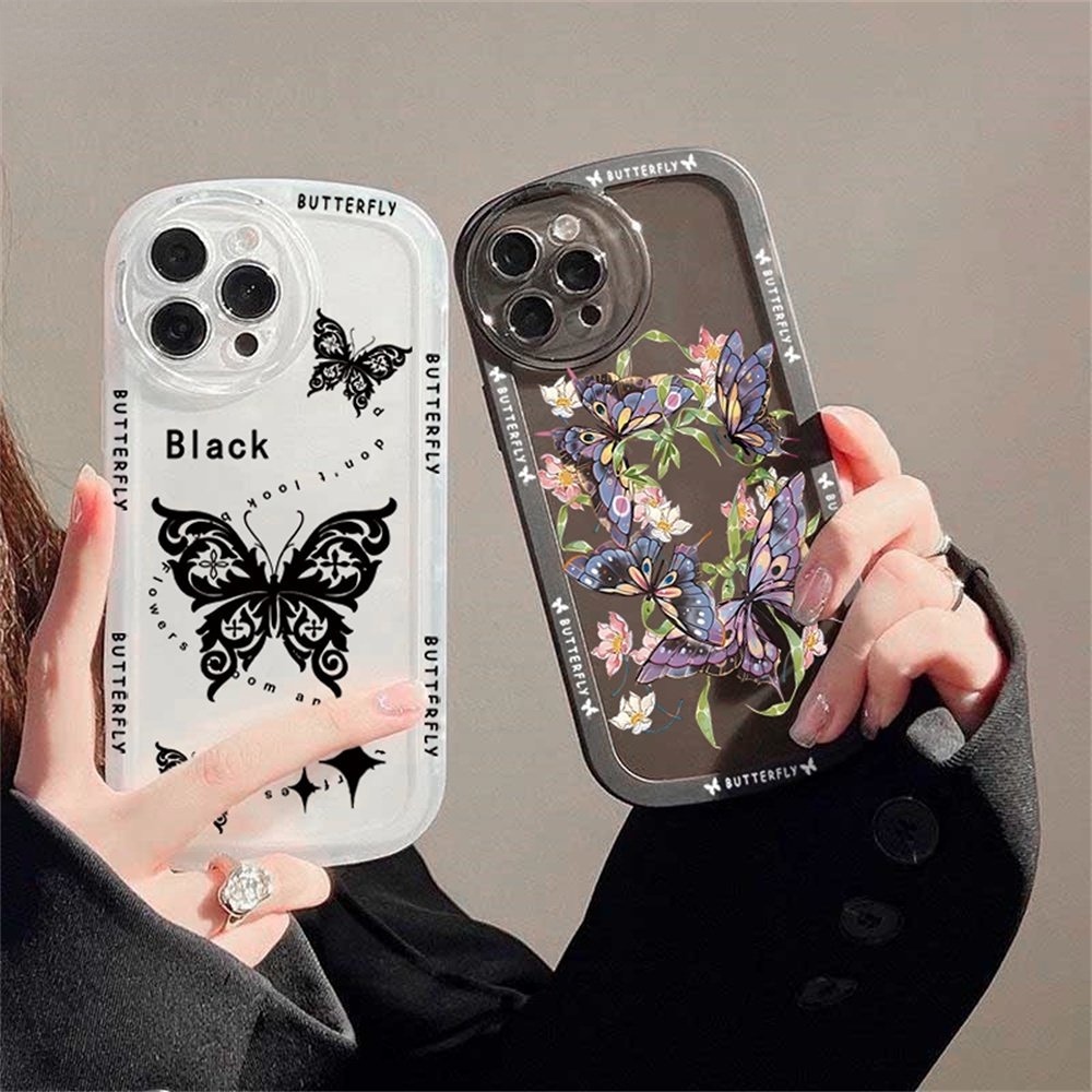 Soft Case Redmi Note 11S 11 Pro Redmi 10C 10A 9C 9T 9A Note 10S Note9 Note8 Pro Note7 Poco M3 X3 Pro NFC Kupu Gelap Dan Garland Butterfly Fasion TPU Cover