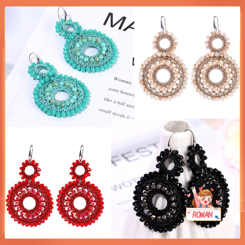 R-flower 1pasang Manik-Manik Anting Vintage Aksesoris Perhiasan Handmade Boho Beaded