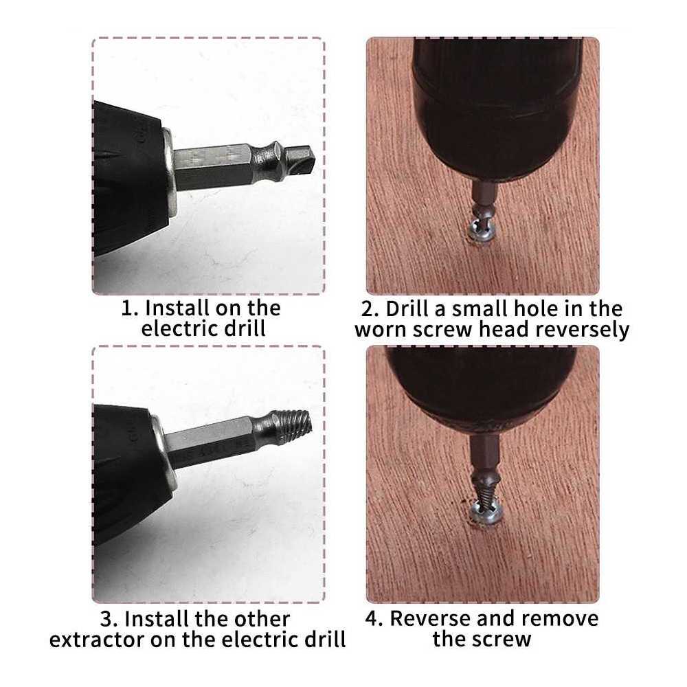 (BISA COD) FTIHSHP DIZAINLIFE Set Mata Bor Extractor Broken Screw Remover 5 PCS - TL105