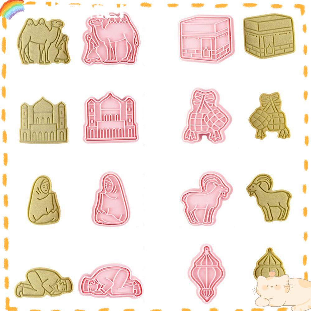 Solighter 8pcs/set Cetakan Kue Fondant Makanan Eid Mubarak Islam Muslim Festival Cookie Cutter