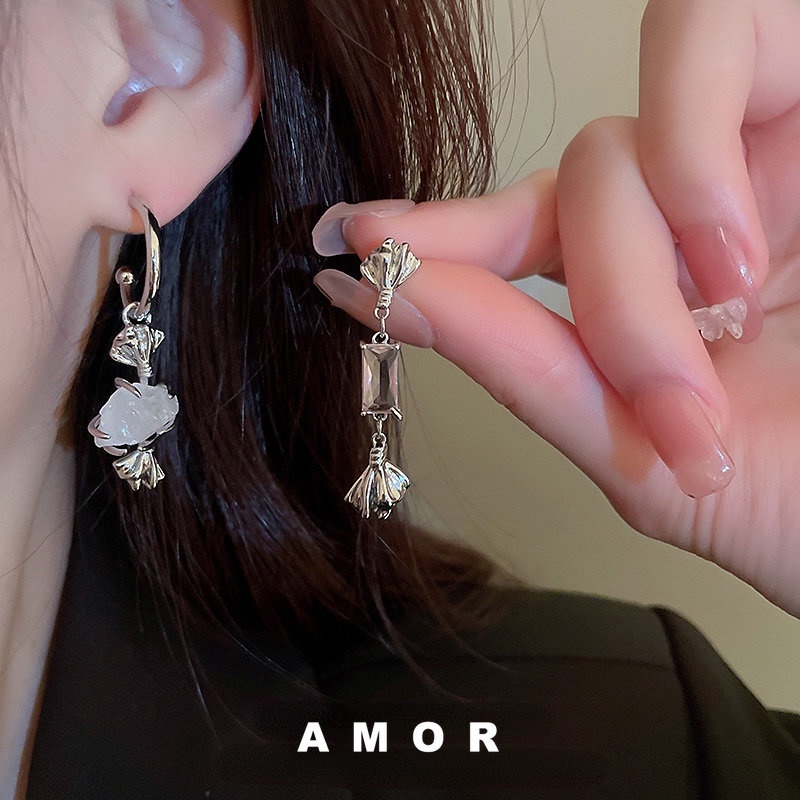 Anting Batu Alam Anting Fashion Zirkon Asimetris