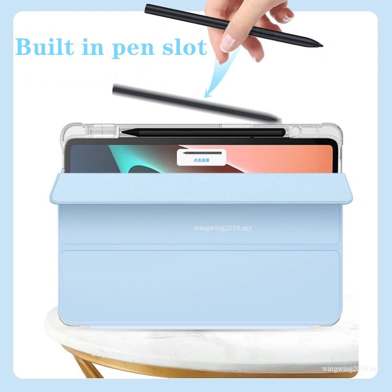 Untuk Xiaomi Pad5 5Pro 5Pro 5G 11inch Tablet Case Built in Pen slot DIY Tas Udara Transparan Shockproof Fleksibel Lembut Casing Belakang Dengan Pen Holder Lipat Smart cove