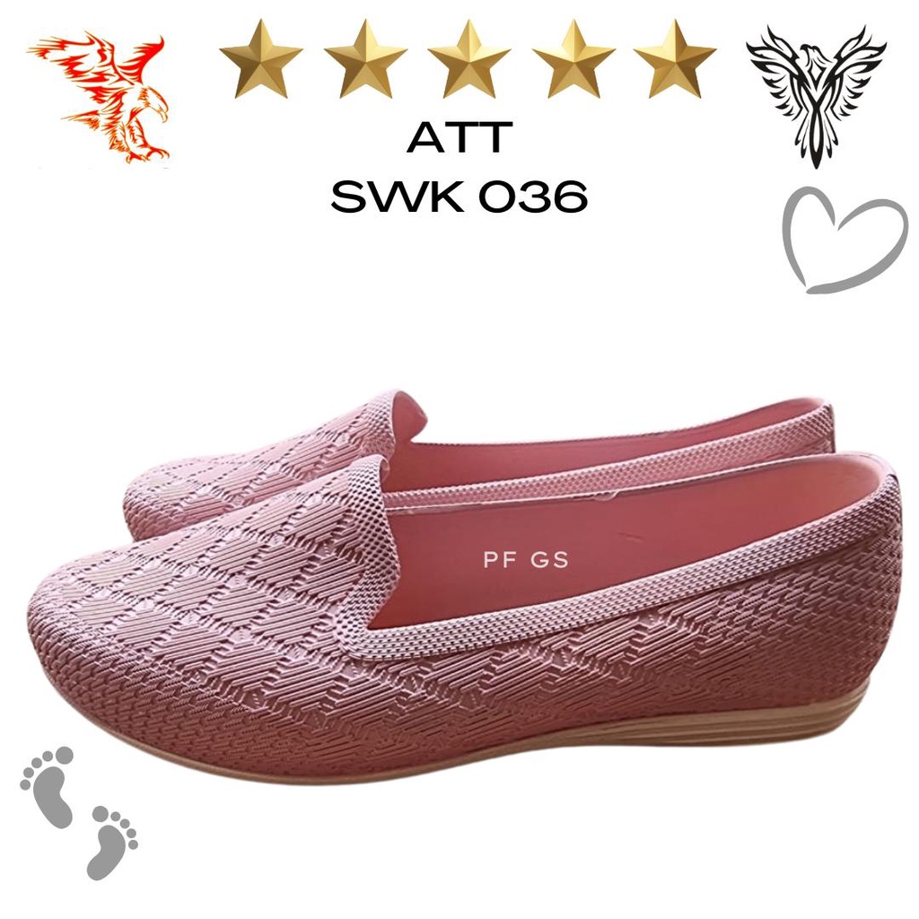 Sepatu Slip ON Wanita ATT SWK 036 Karet Lentur Anti Air Trendy 37-40