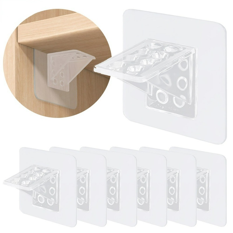 Self Adhesive Gantungan Dinding Holder Lemari Kabinet Krancang Penyangga Hook Stiker Braket Partisi Rak Lemari Segitiga Kuat Bebas Pukulan Penyangga Rak Pasak