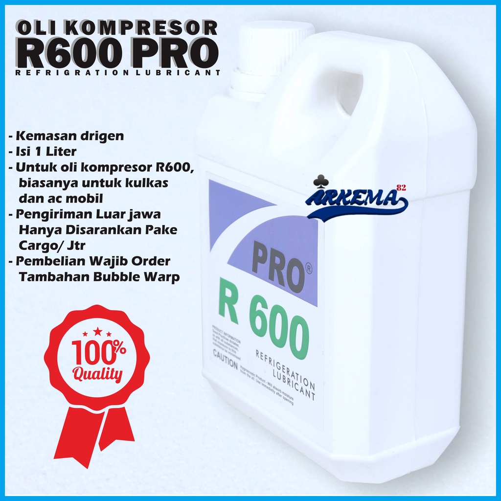 OLI OIL KOMPRESOR AC R600 PRO | OLI KOMPRESOR R 600 PRO  | OLI AC | OLI KULKAS 1 LITER - ARKEMA