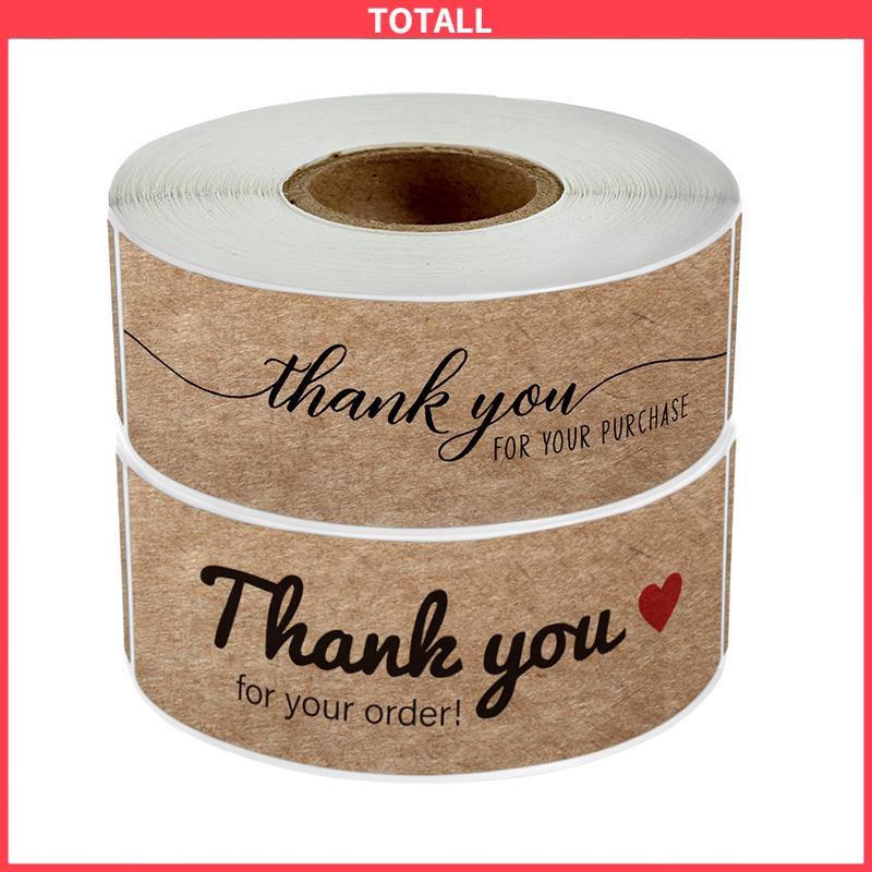 COD Stiker Thank You 1 roll Kertas Kraft Berbentuk Persegi Panjang-Totall