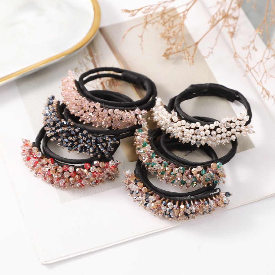 Korea Manik-Manik Kristal Jepit Rambut Ponytail Holder Woman Pearl Colorful Hair Clip Aksesoris Rambut