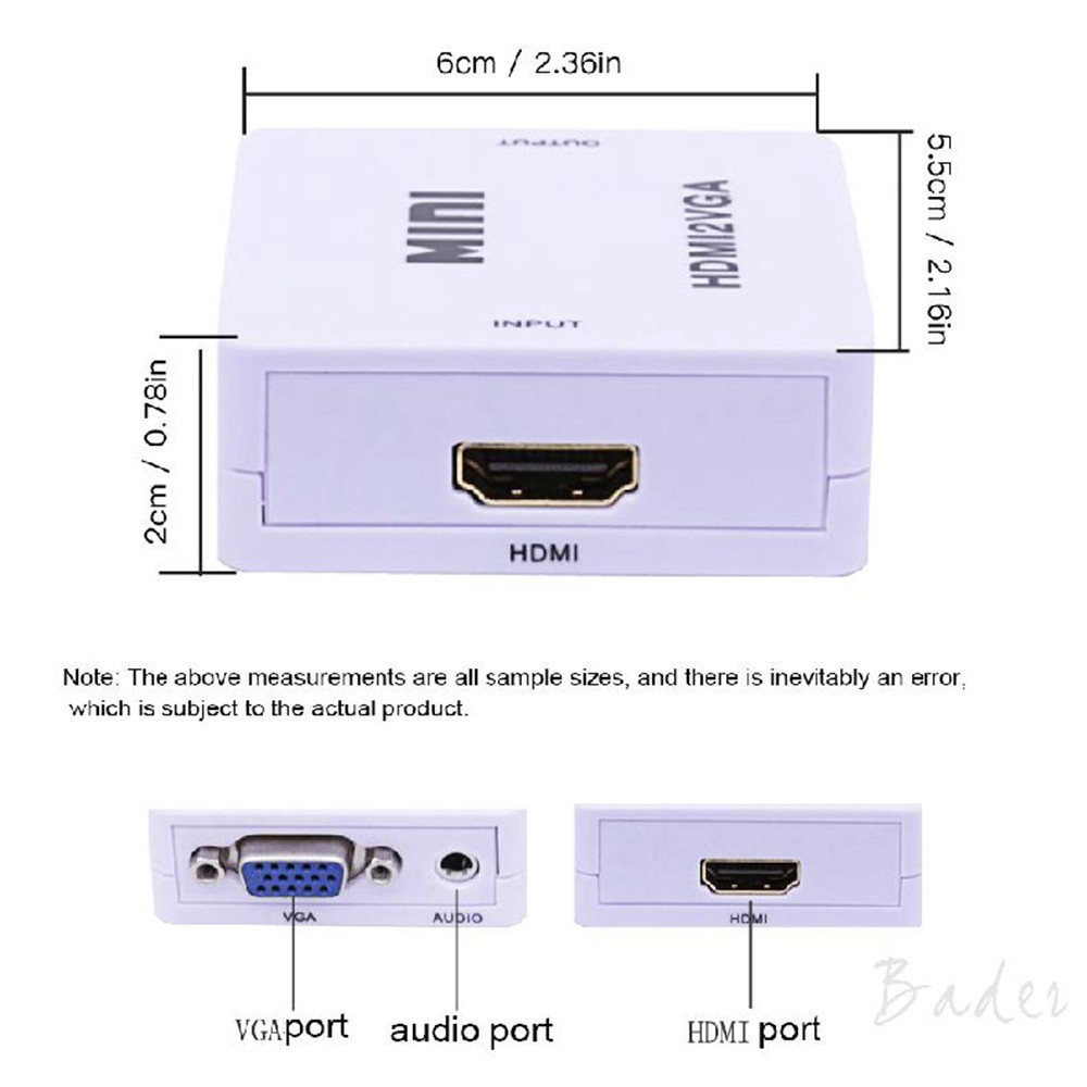 HDMI2VGA Converter HDMI To VGA Mini Adapter HD Video 1080P