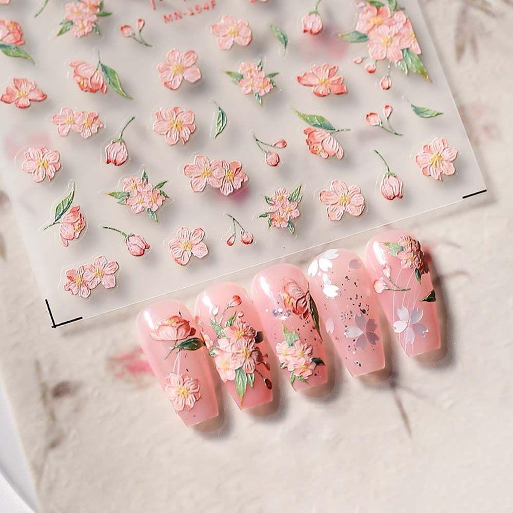 Mxbeauty Bunga Stiker Kuku Fashion Self Adhesive Daun Aksesoris Manicure Magnolia Dekorasi Kuku