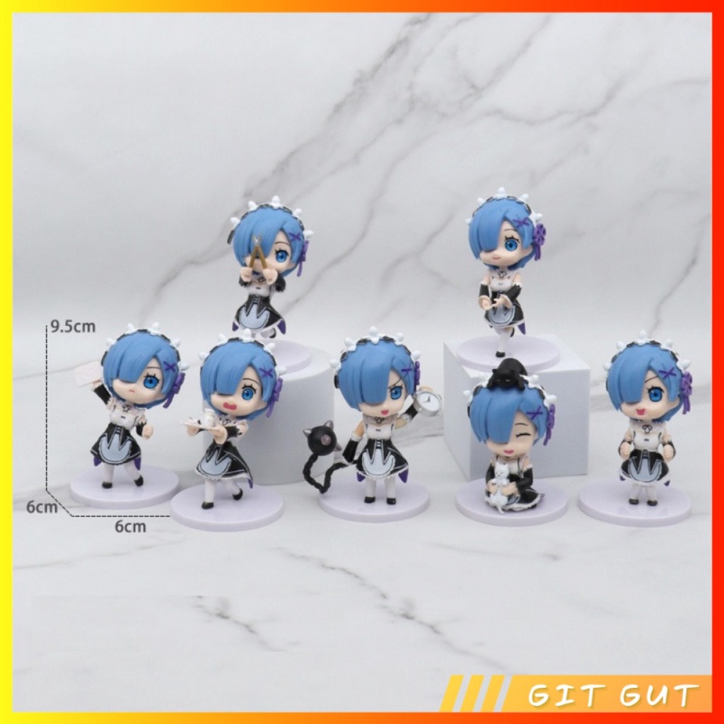 Action Figure Pajangan Set 7 pcs Re Zero Kara Hajimeru Rem Ram