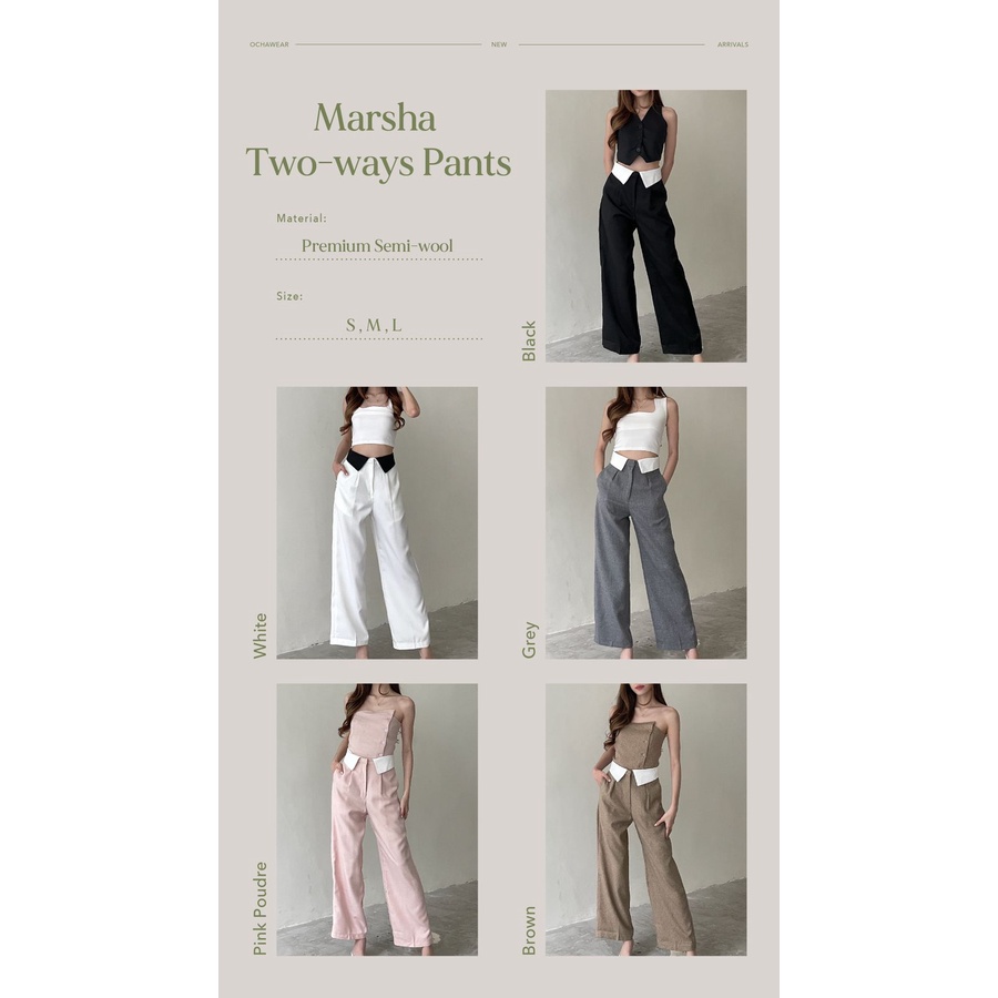 Marsha Two Ways Pants - Ocha Wear  High Waist Cullote with Collar