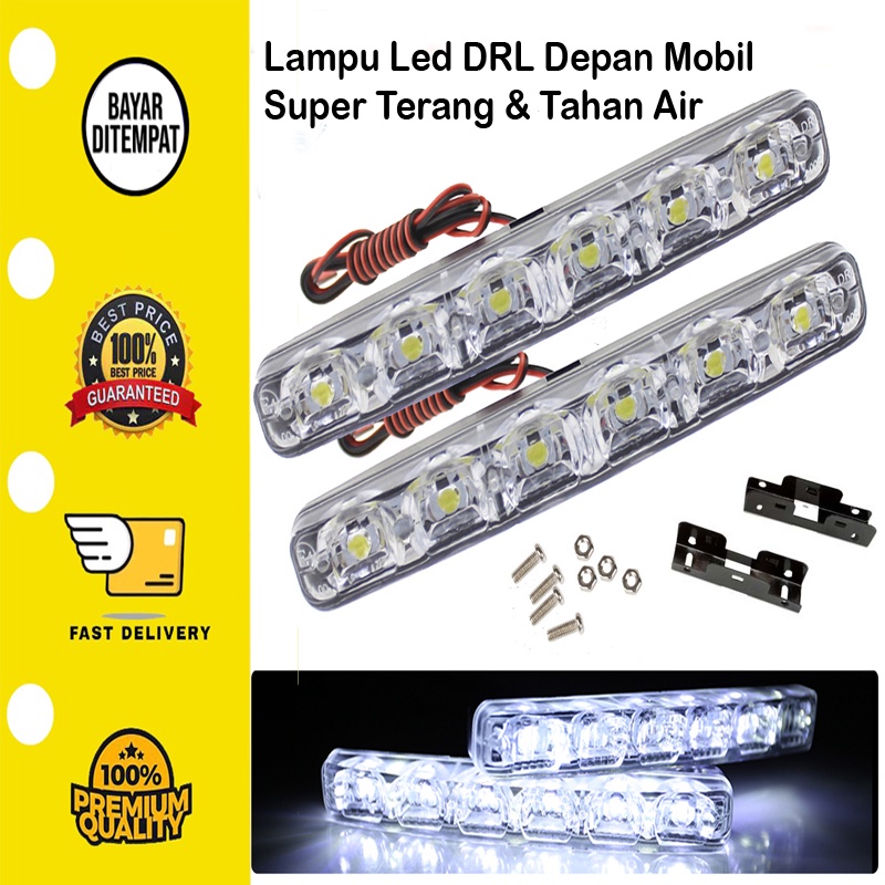 【Sepasang】 Lampu Led Drl Mobil 6 Titik Mata Super Terang Lampu Bumper Depan Mobil 12 V Tahan Air