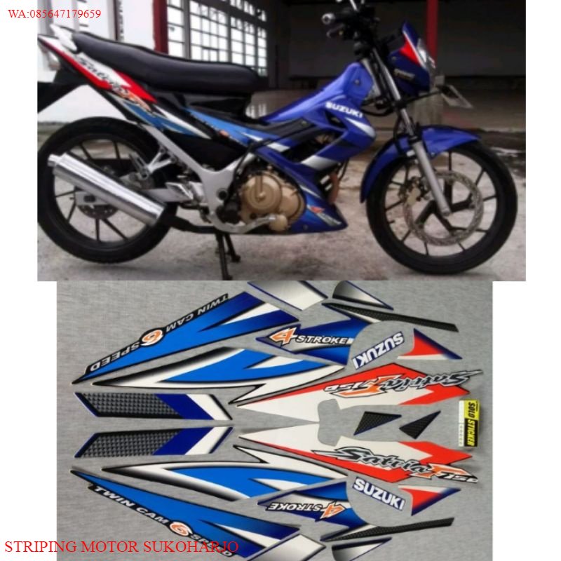 (ORI) STIKER STRIPING SATRIA  FU  2005 2006 BIRU ENGKEL THAILAND KUALITAS ORIGINAL MURAH