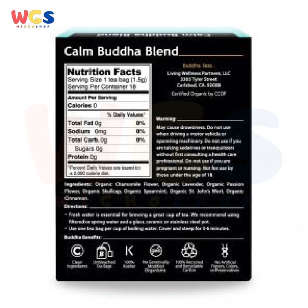 Buddha Teas Organic Calm Buddha Blend Tea Ultimate Calm 18s x 1.5g