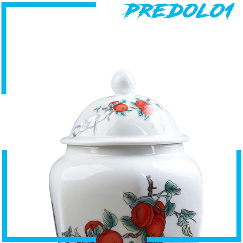 [Predolo1] Ceramic Ginger Jar Tea Storage Jar Vas Bunga Hias Tea Tin Dengan Tutup