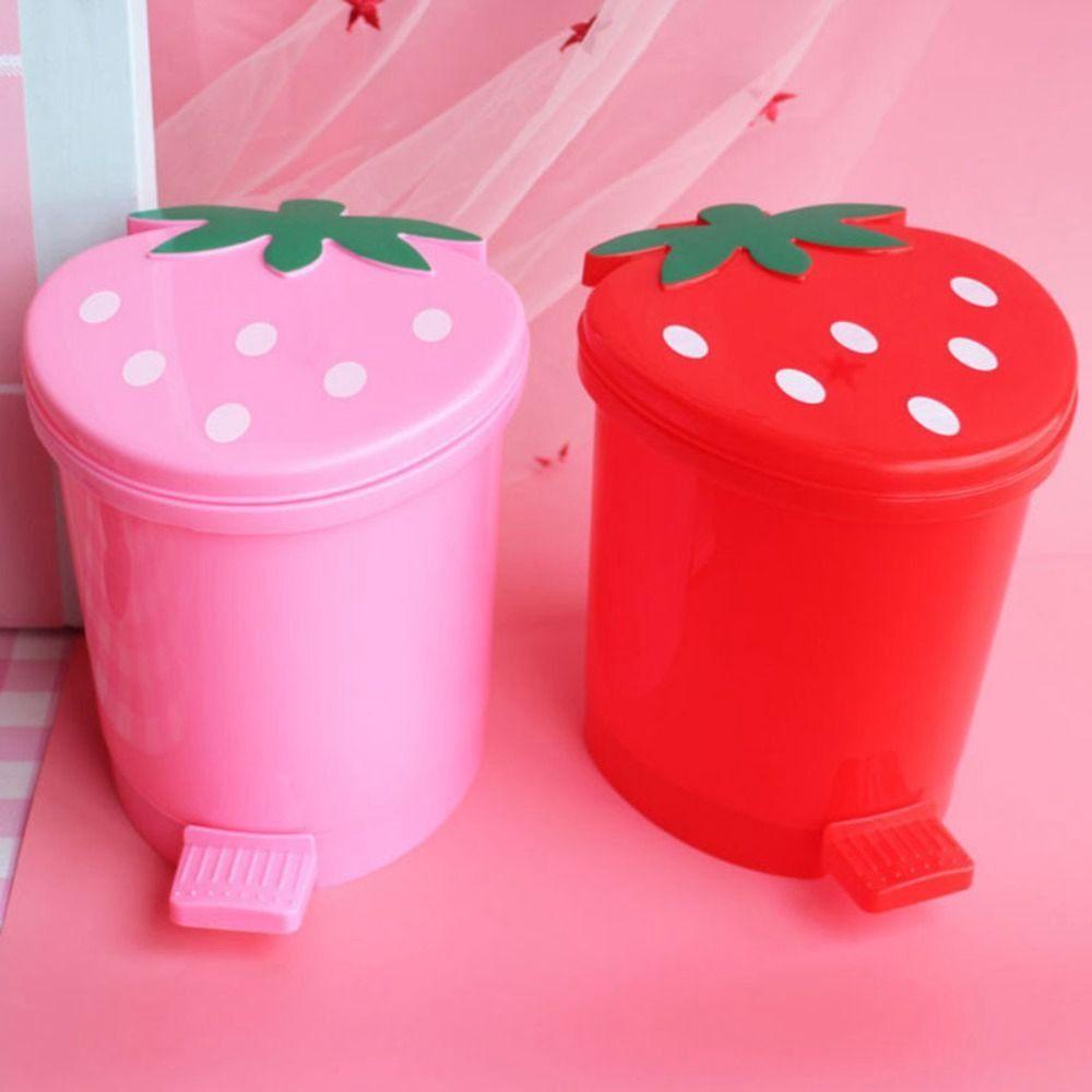 Rebuy Trash Can Pink Plastik Tahan Lama Perlengkapan Rumah Dengan Tutup Sealing Washable Decorative No Odor Dustbin