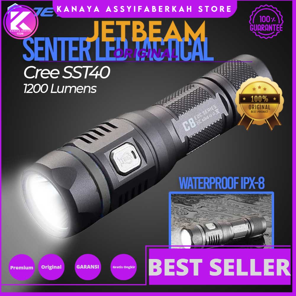 JETBeam Tactical Senter LED Cree SST40 1200 Lumens - C8 Pro