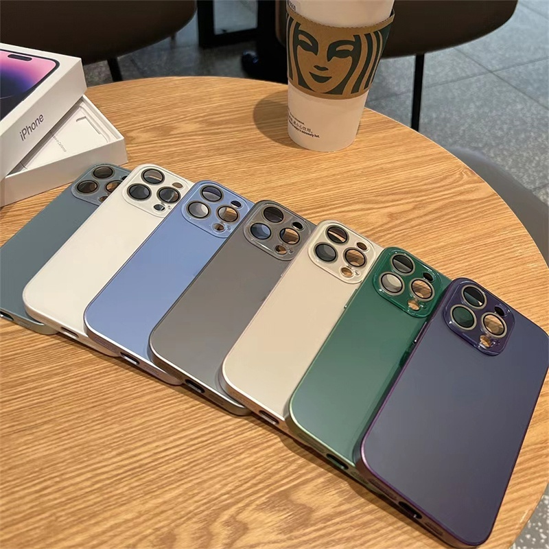 IPHONE Ag Casing Matte Untuk Iphone11 12 13 14 Pro Max 14Plus Perlindungan Lensa Casing Keras