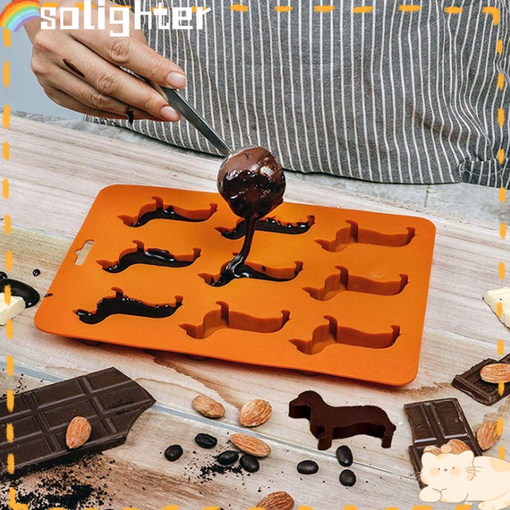 Solighter 3D Dachshund Home Cetakan Kue Permen Biskuit Dessert Anak 9lubang