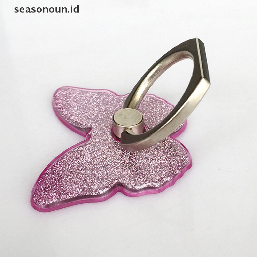 Seasonoun Phone Ring Stand holder Butterfly Bling Glitter Universal Dudukan 360derajat.