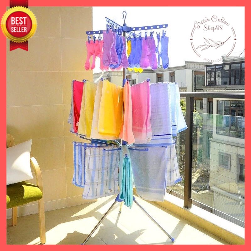 GOS -Z115- Foldable Clothes Drying Airer Rak jemuran lipat /jemuran menara 3 tingkat