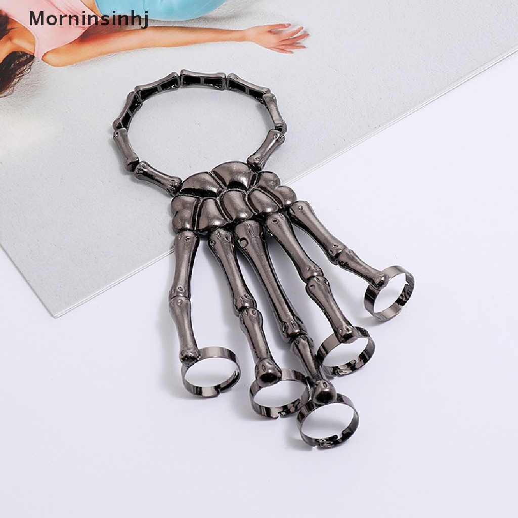 Mornin Steam Punk Gelang Gothic Tangan Tengkorak Kerangka Adjustable Bangles Perhiasan id