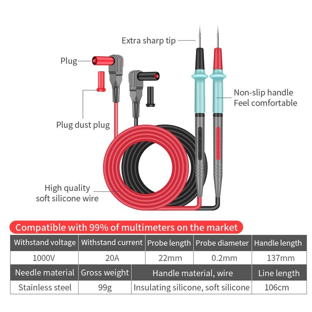 [Elegan] Multimeter Probe 1000V20A Ujung Jarum Untuk Digital Multi Meter Voltmeter Tester Kawat Pen Kabel Alat Ukur Probe Pen Test Probe