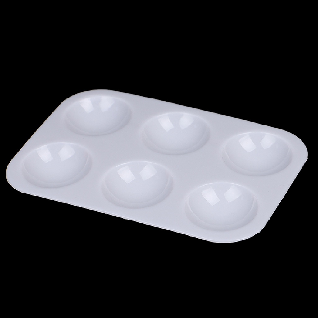 Prt 5PC 6lubang Putih Plastik Persegi Panjang Art Paing Palet Warna Perlengkapan PRT