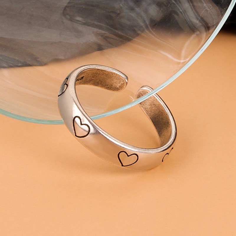 Cincin Simple Bentuk Hati Warna Silver Untuk Wanita Minimalis Vintage Hadiah Perhiasan Pesta Ulang Tahun