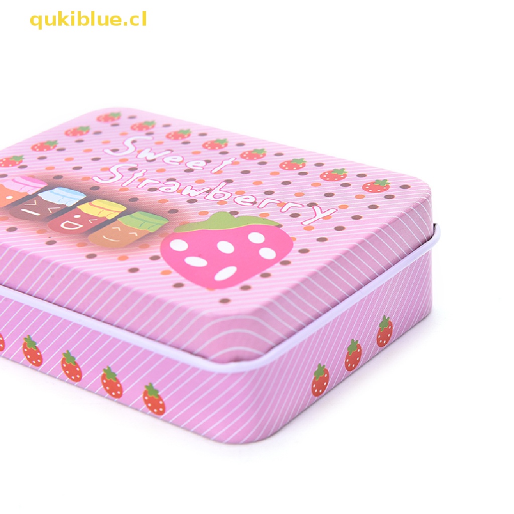 Qukiblue Wadah Logam Kaleng Mini Persegi Panjang Kecil Indah Kotak Penyimpanan Case Pattern, cl