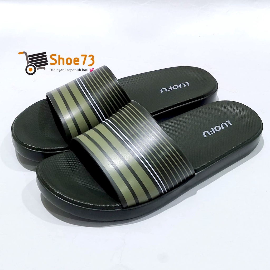 LUOFU E 7172 - E141 SIZE 40-44 ORIGINAL l Sandal Selop jelly pria l Sendal kokop cowok impor