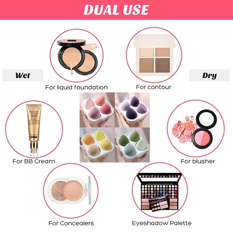 [Unggulan] Blender Makeup Kering Dan Basah Kosmetik Puff Spons Foundation Bedak Alat Kecantikan Makeup Beauty Sponges With box Mini Beauty Egg Spons Makeup Multi Warna Powder Puff