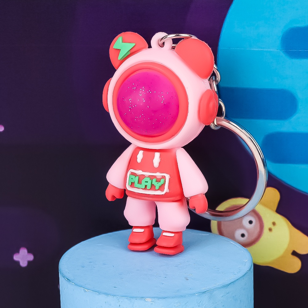 Lucu Pvc Kartun Beruang Petir Gantungan Kunci Astronot Beruang Boneka Keyring Bag Pendant Car Keyholder Bag Charm Aksesoris