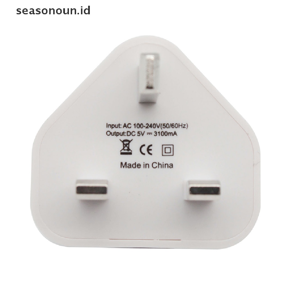 Seasonoun Colokan Dinding Universal UK Power 3pin Adapter Charger Dengan 1per2 /3 Port USB Charging Untuk Ponsel Tablet Portable Charger Dinding Mini.