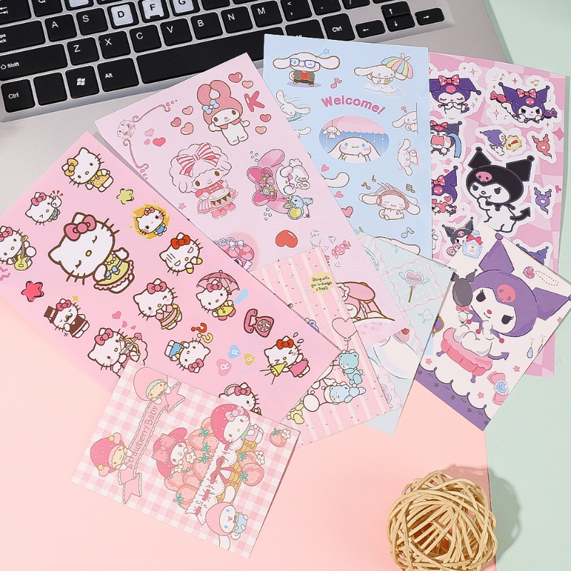 1set Kartun Anime Karakter Pola Gadis Lucu Stiker Kawaii DIY Goo Card Sticker Tangan Akun Scrapbooking Decals