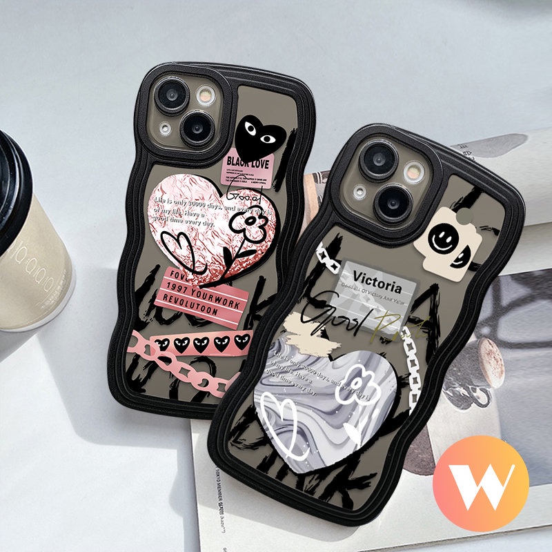 Casing Love Heart Redmi 10A 10 9T 12C 9a1+10C 9A 9C NFC POCO M3 X3 NFC Pro Redmi Note9 9s 11 10 11Pro 11s 10s 8 10Pro Max Mi 11T Pro Smiley Comme des Garcons Lembut Bergelombang Sarung Tepi