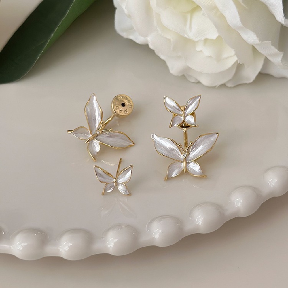 Deartiara Exquisite White Butterfly Earrings, High Quality, A Pair of Earrings, 2023 New Versatile Earrings