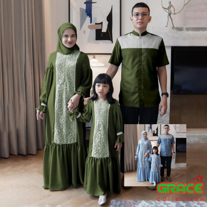 PAKAIAN KELUARGA 3IN1 SAKINAH | SET KELUARGA MUSLIMAH | BAJU SERAGAM LEBARAN KELUARGA | COUPLE KELUA
