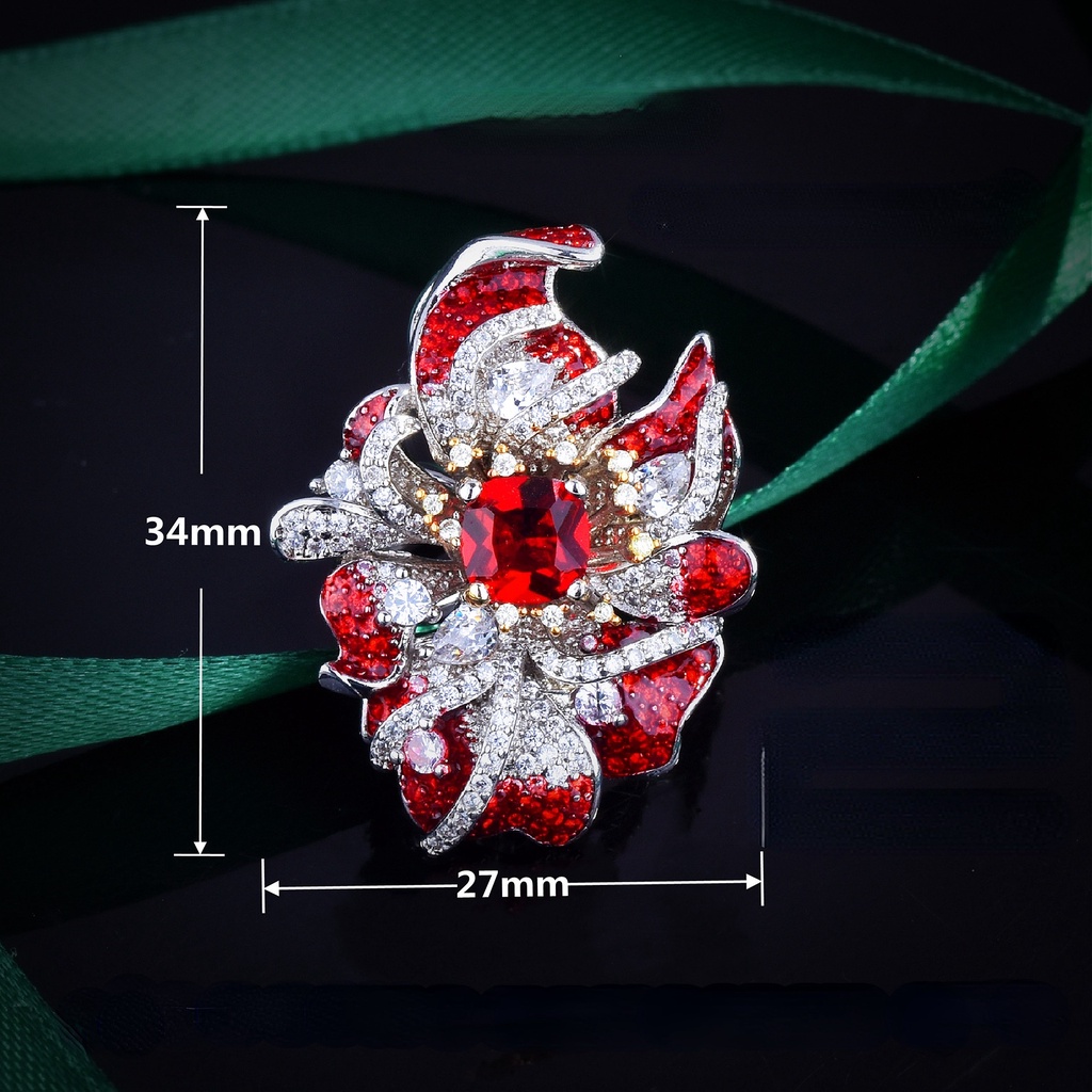 Goldkingdom Aksesoris Perhiasan Fashion Ready Stock Liontin Dengan Dua Desain Eropa Dan Amerika Industri Berat Imitasi Merpati Darah Permata Merah Cincin Warna-Warni Kalung.