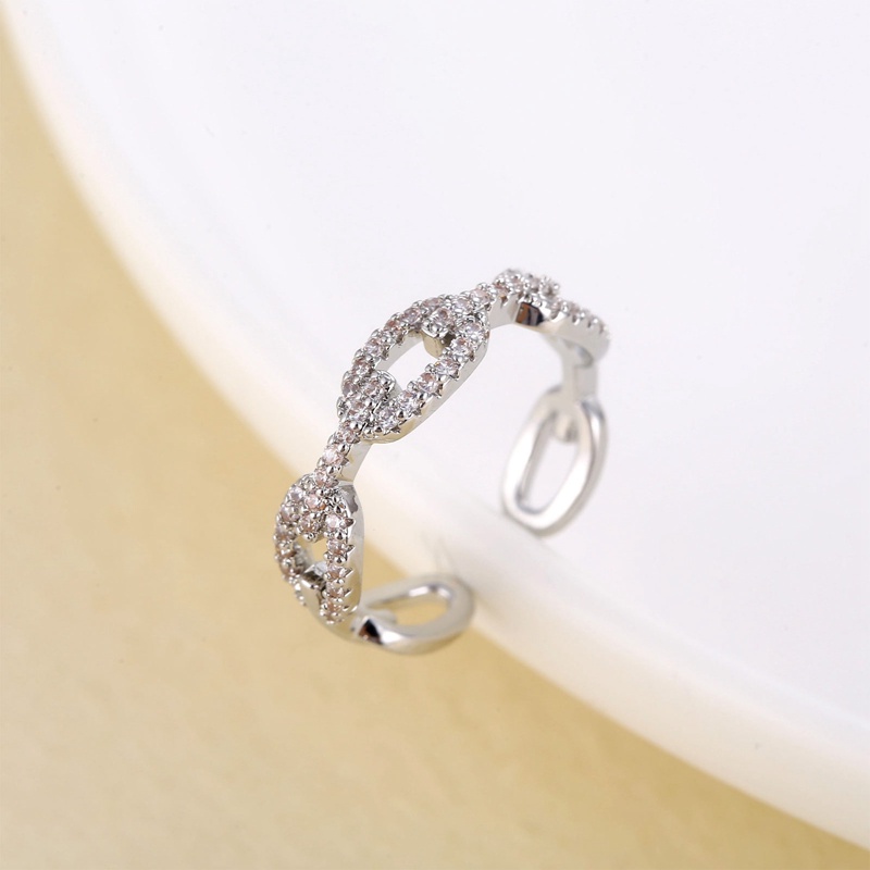 Klasik Twist Chain Open Rings Untuk Wanita Zirkon Geometris Twist Wrapped Couple Ring Pernikahan Perhiasan Aesthetic