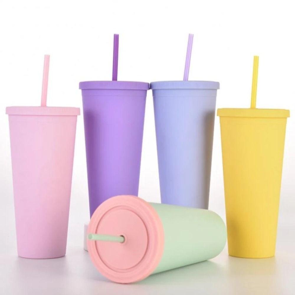 Chookyy Double-layer Skinny Tumbler Reusable With Lid Tempat Minum 24oz Gelas Lurus