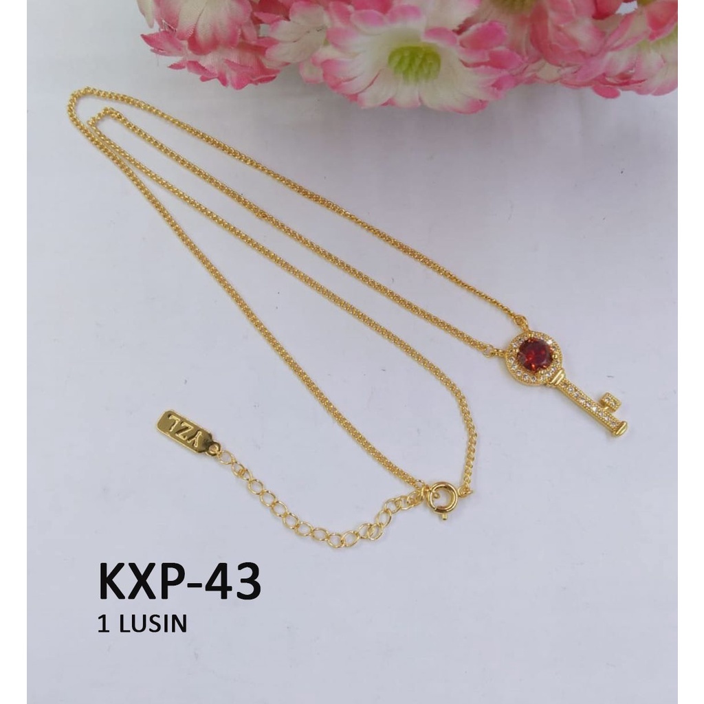 [1 LUSIN ISI 12] KALUNG XP RANTAI EMAS GOLD KEY KUNCI DIAM MERAH TERMURAH / DUNIA GELANG TERBARU