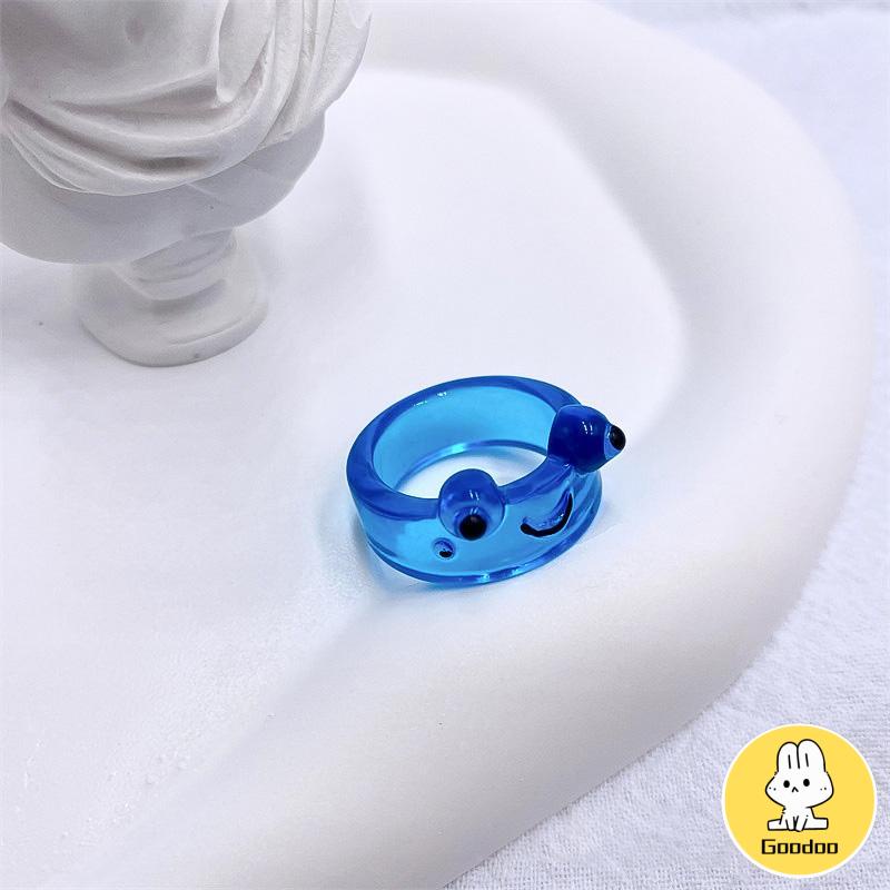 Katak Resin Cincin Warna-warni Kepribadian Hewan Kartun Cincin Jari Lucu -Doo