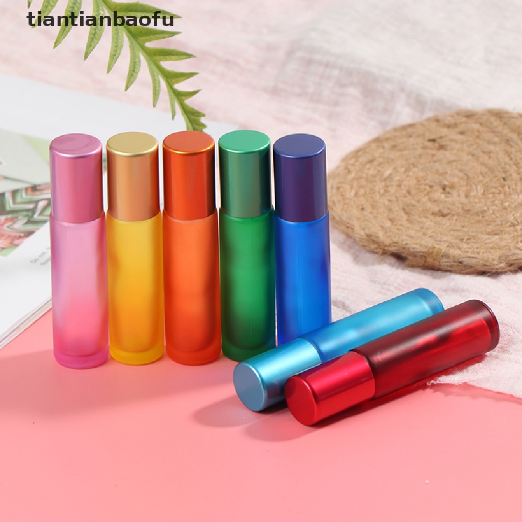 [tiantianbaofu] Botol Roller Kaca Tebal Warna Warni Frosted Portabel 10ml  Butik