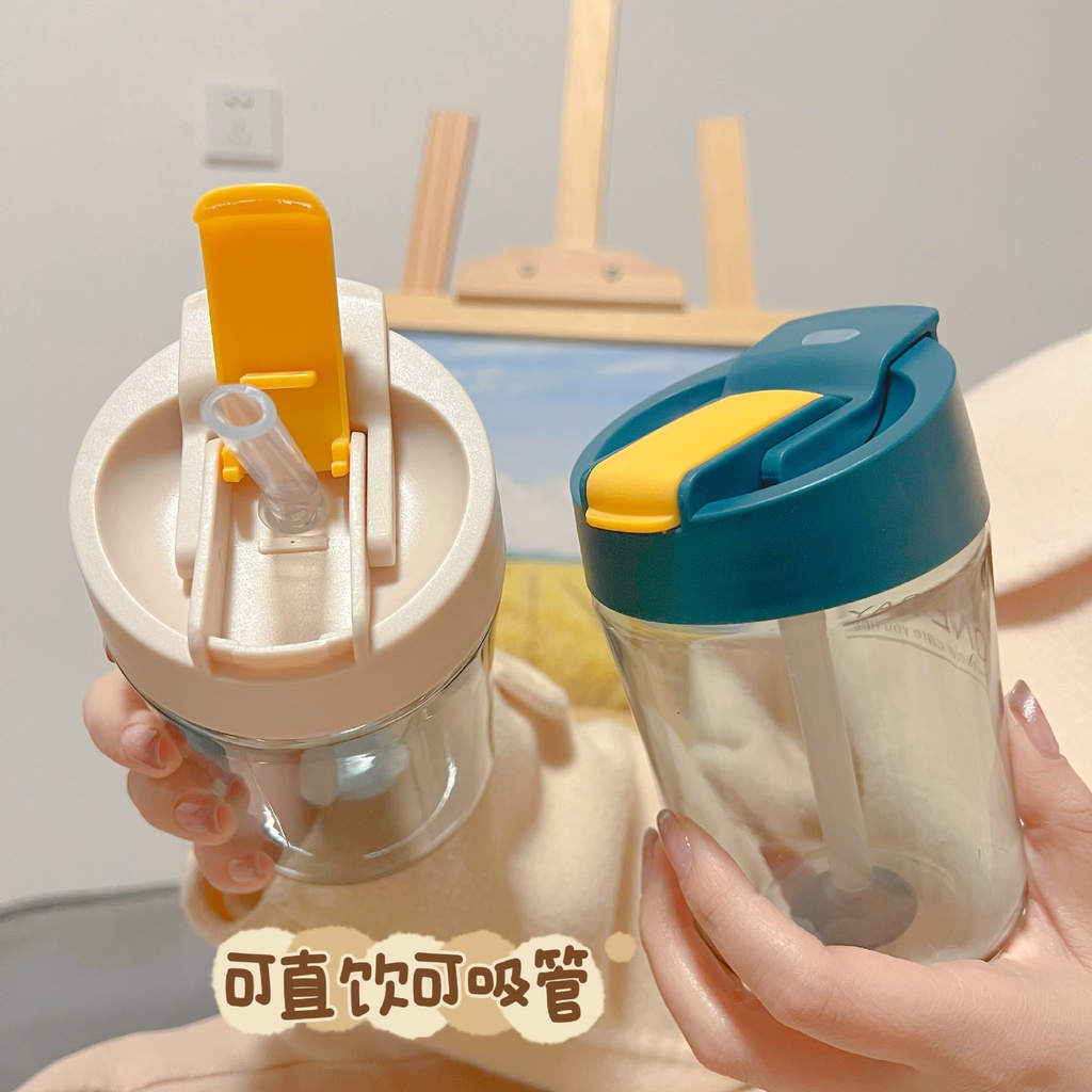 【COD】450ML Tumbler Botol Minum Aesthetic/ Tea Tumbler Travel Cup Anti Bocor/Coffee Tumbler Tutup/Botol Air Minum Kantor