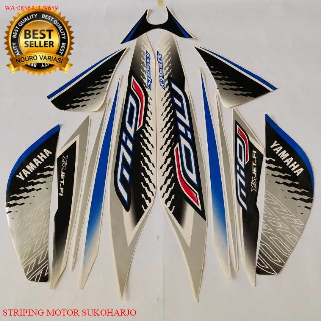 (ORI) Striping Yamaha Mio j mioj putih biru 2013 2014 hitam merah list body standar KUALITAS ORIGINA