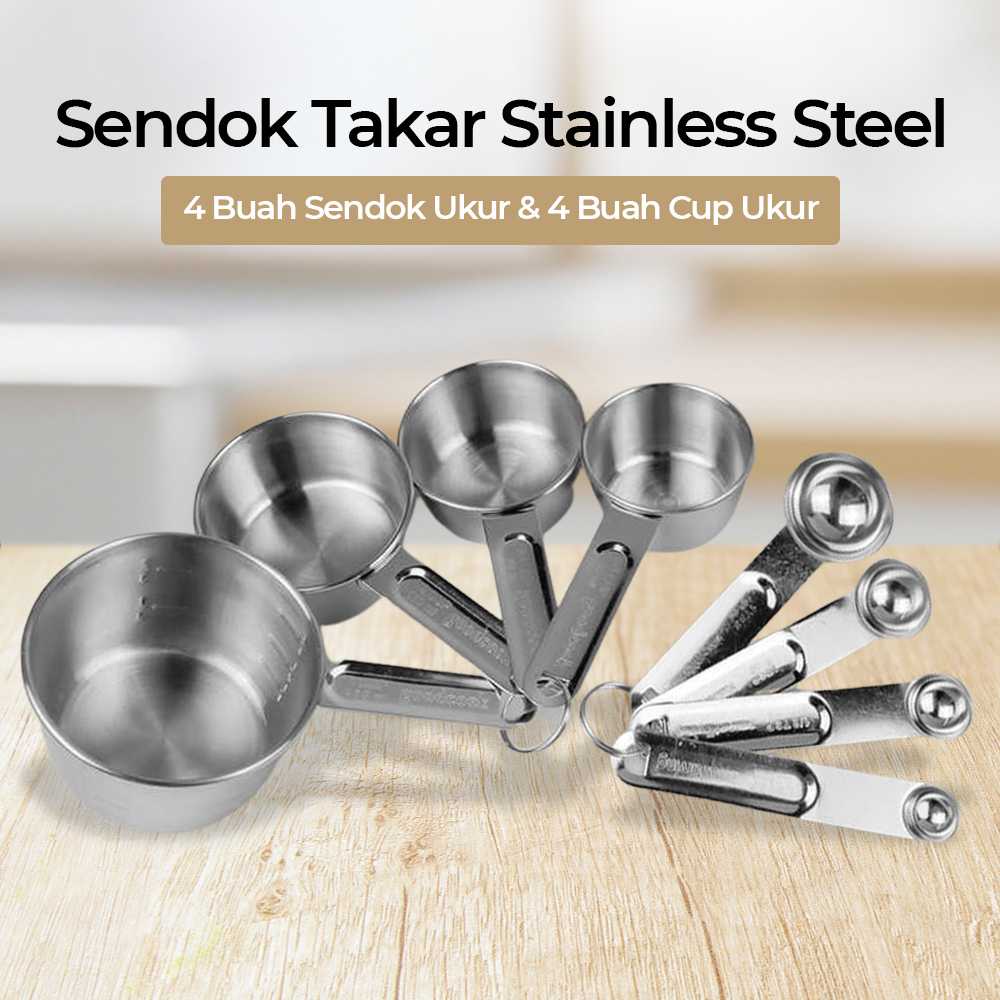 (BISA COD) FTIHSHP HOOMIN Sendok Takar Ukur Stainless Steel Measuring Spoon 8 PCS - 16780